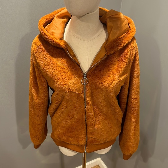 Say What? Jackets & Blazers - Say What Fuzzy Bomber Jacket Orange size Medium
